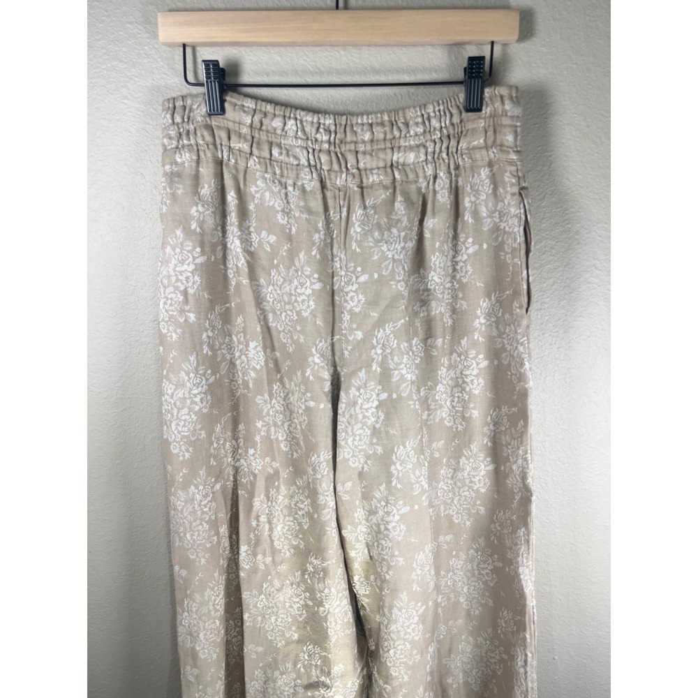 NWT Anthropologie The Somerset Jacquard Pull On Wide Leg Linen Blend Pants Small - Picture 9 of 15